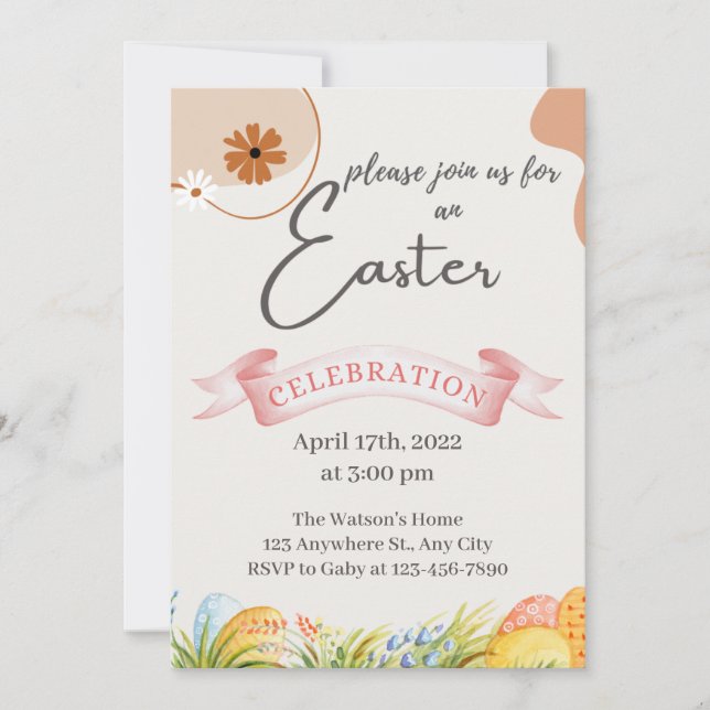 Invitación a la caza de huevos en Pascua  (Anverso)
