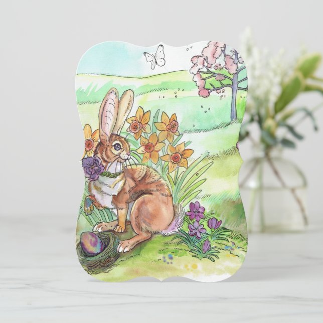 Invitación a la caza de huevos en Pascua (Anverso de pie)