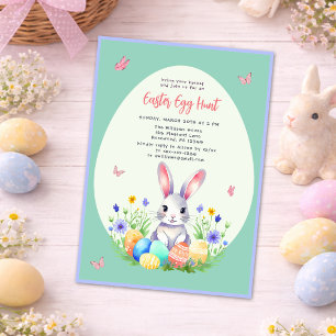 Invitación a la caza de huevos en Pascua para niño