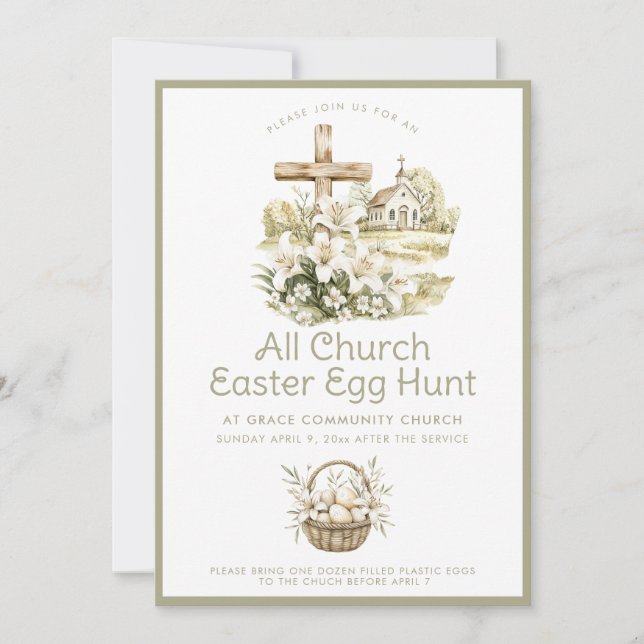 Invitación a la caza de huevos en Semana Santa de  (Anverso)
