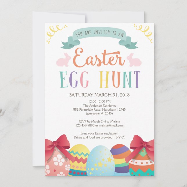 Invitación a la caza de huevos, invitación a la ca (Anverso)