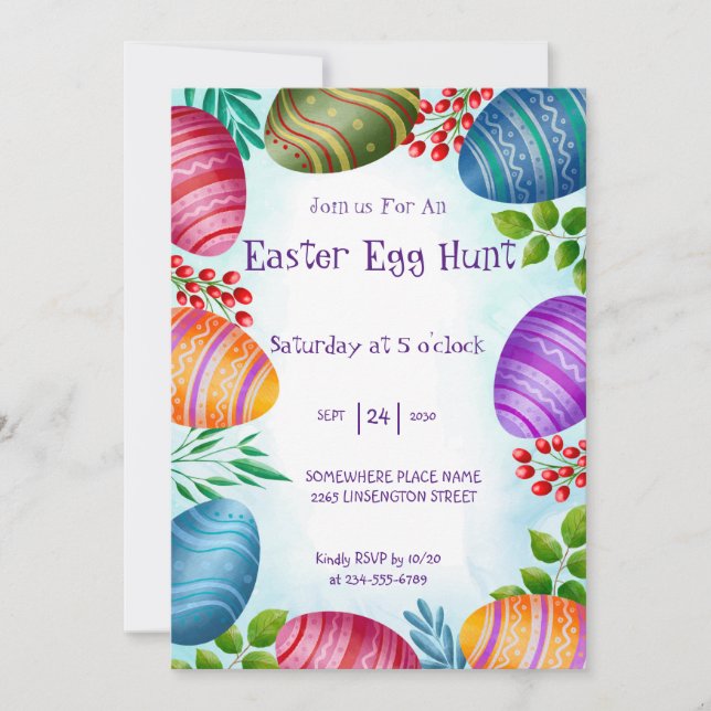 Invitación a la caza de huevos - Pascua divertida  (Anverso)