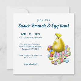 Invitación a la caza de huevos y brunch de Pascua