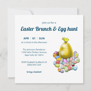 Invitación a la caza de huevos y brunch de Pascua