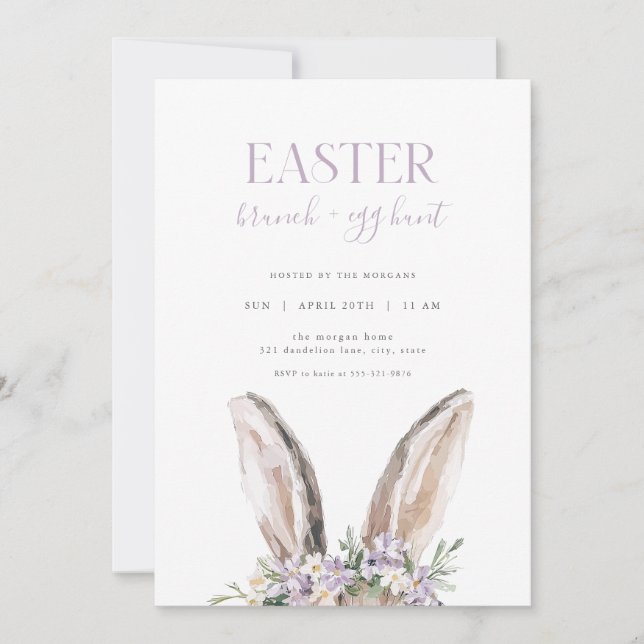 Invitación a la caza de huevos y brunch de pascua (Anverso)
