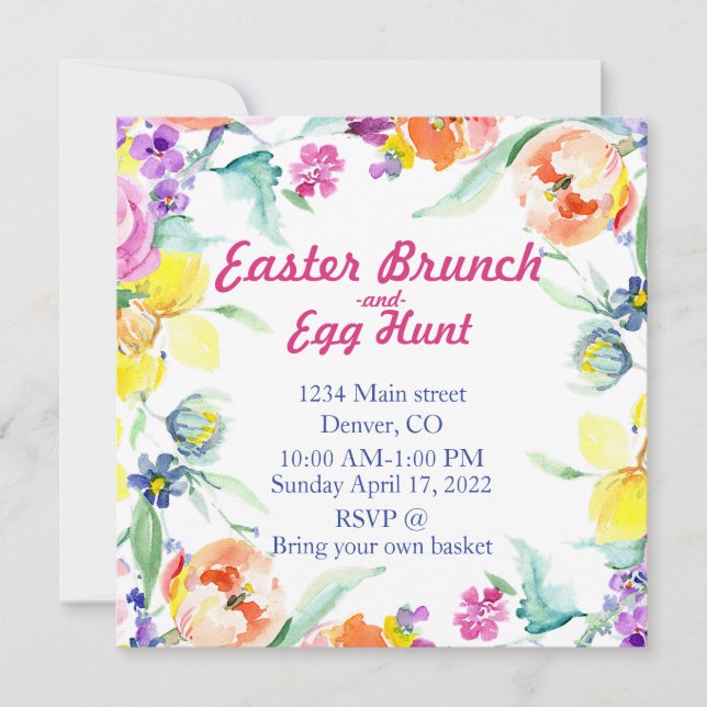 Invitación a la caza de huevos y brunch de Pascua (Anverso)