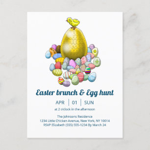 Invitación a la caza de huevos y brunch de Pascua