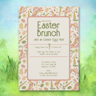 Invitación a la caza de huevos y brunch de Pascua