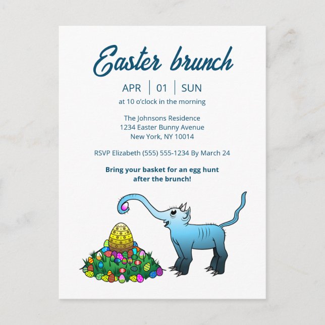 Invitación a la caza de huevos y brunch de Pascua  (Anverso)