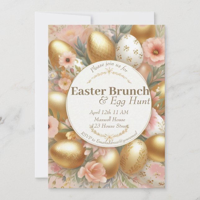 Invitación a la caza de huevos y brunch floral de  (Anverso)