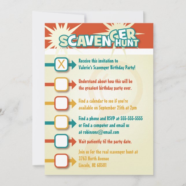Invitación a la caza de scavenger (Anverso)