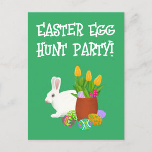 Invitación a la caza plana de huevos de Pascua