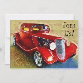Invitación a la celebración con el coche clásico