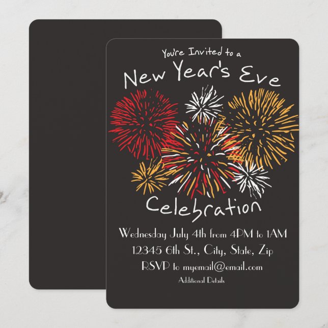 Invitación a la celebración de Año Nuevo (Anverso / Reverso)