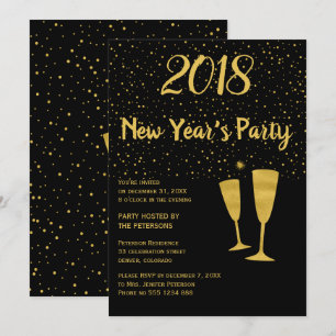 Invitación a la celebración de Año Nuevo de confet