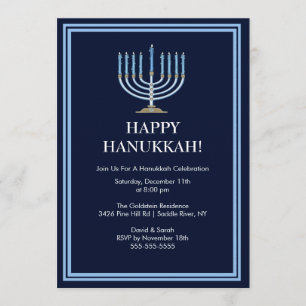 Invitación a la celebración de Blue Menorah Hanukk