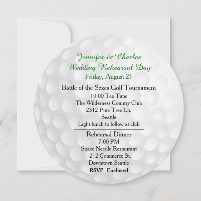 Invitación a la celebración de Bodas de Golf Ball  (Anverso)
