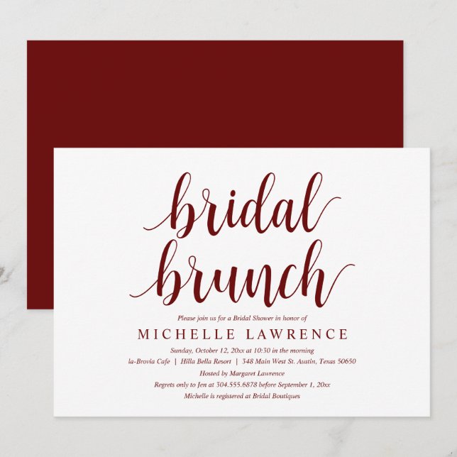 Invitación a la celebración de Brunch de la ducha  (Anverso / Reverso)