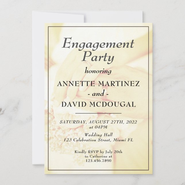 Invitación a la celebración de compromiso y boda (Anverso)