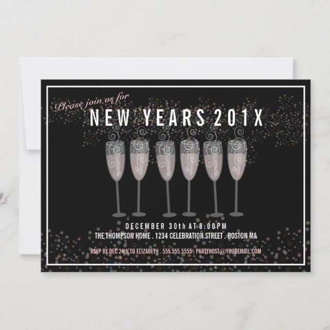 Invitación a la celebración de Fiesta de Año Nuevo (Anverso)