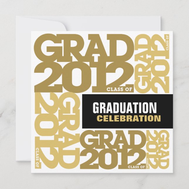 Invitación a la celebración de graduación Gold 201 (Anverso)