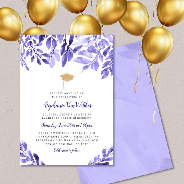 Invitación a la celebración de graduación púrpura (Subido por el creador)
