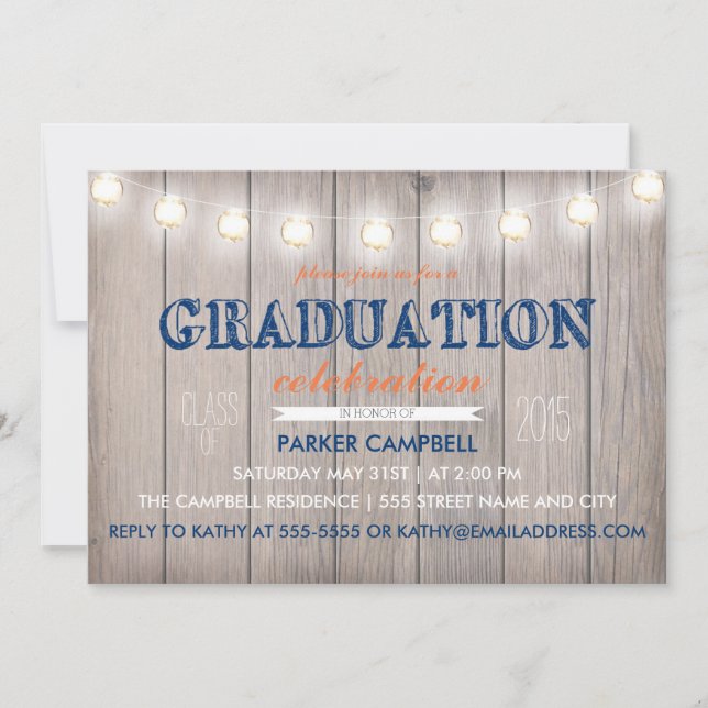 Invitación a la celebración de graduación rústica (Anverso)