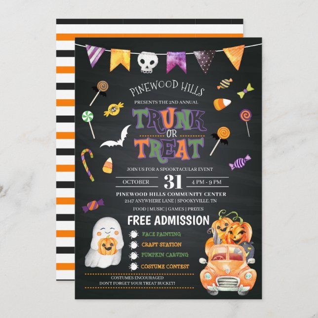 Invitación a la celebración de Halloween (Anverso / Reverso)