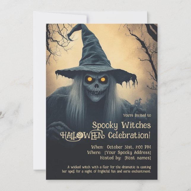 Invitación a la celebración de Halloween de Spooky (Anverso)