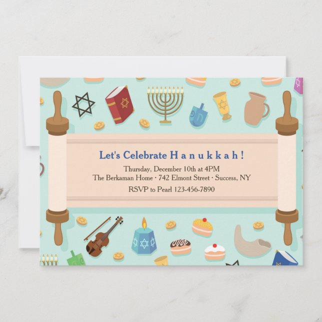 Invitación a la celebración de Hanukkah (Anverso)