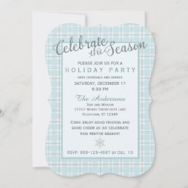 Invitación a la celebración de invierno Aqua Plaid