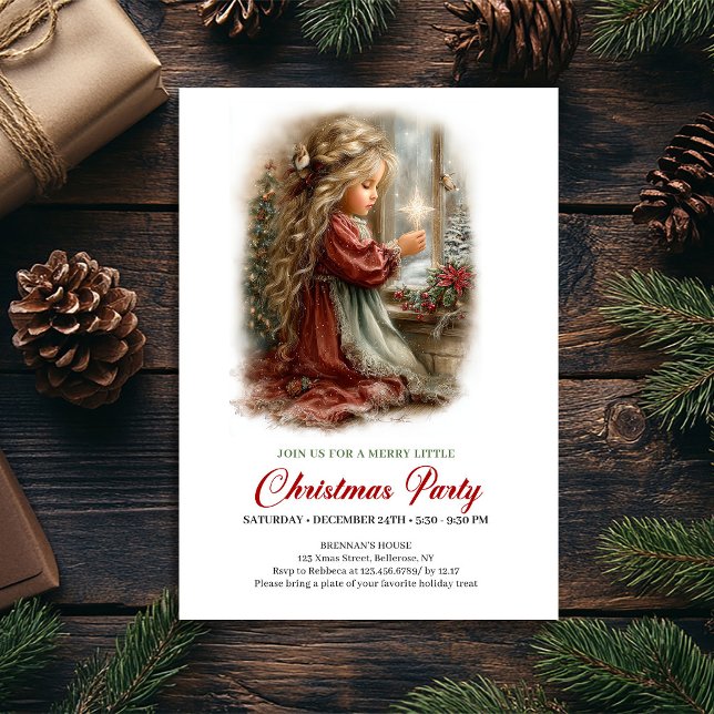 Invitación a la celebración de invierno Escena fes (Winter Celebration Invite Cute Girl Holiday Scene)