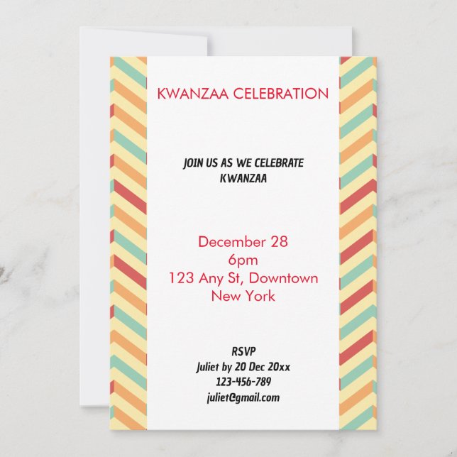 Invitación a la celebración de Kwanzaa (Anverso)