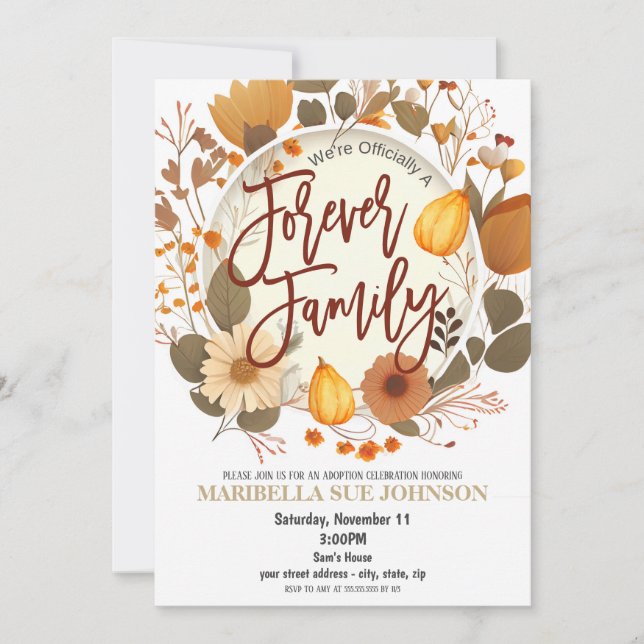 Invitación a la celebración de la adopción (Anverso)