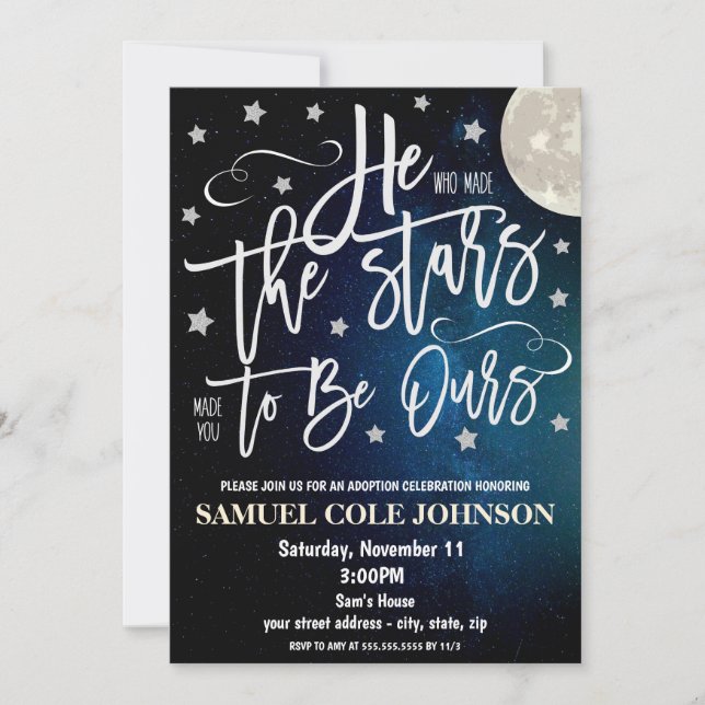 Invitación a la celebración de la adopción (Anverso)