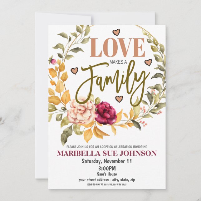 Invitación a la celebración de la adopción (Anverso)