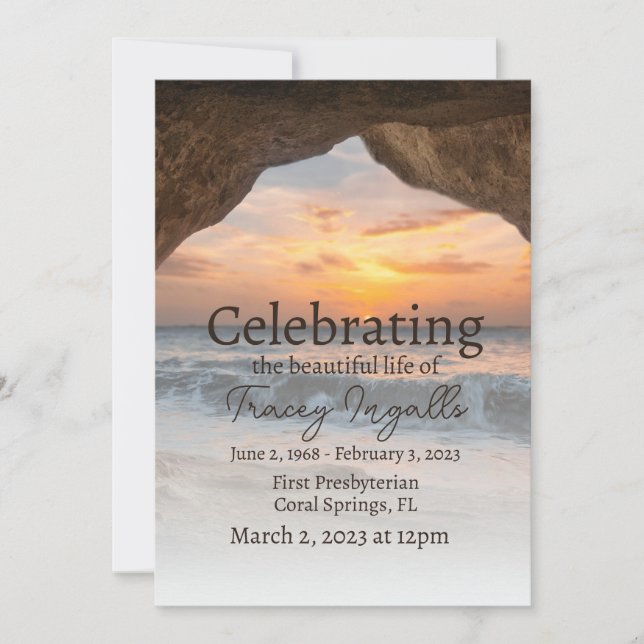 Invitación a la celebración de la vida en Ocean Ca (Anverso)