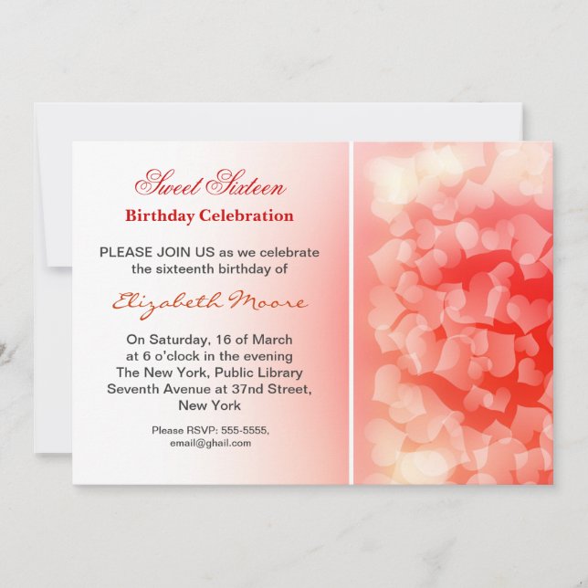 invitación a la celebración de los 16 años (Anverso)