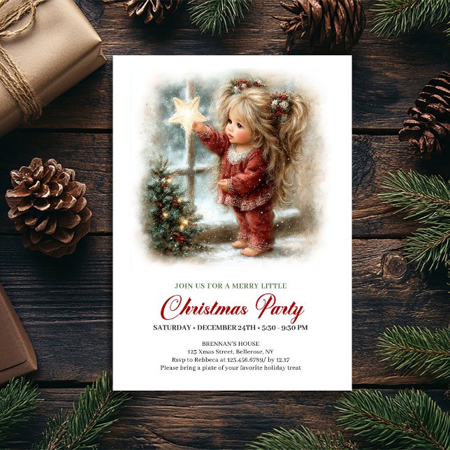Invitación a la Celebración de Navidad Escena Navi (Christmas Celebration Invite Rustic Holiday Scene Art)