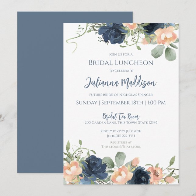 Invitación a la celebración de Novias Florales Azu (Anverso / Reverso)