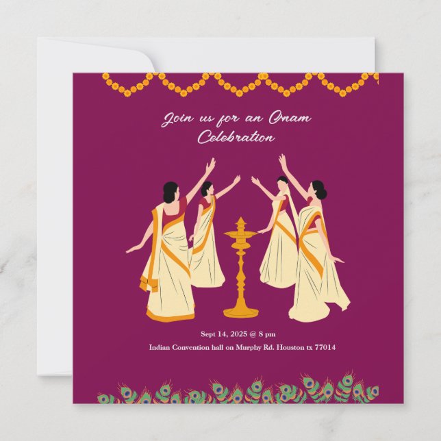 invitación a la celebración de onam (Anverso)