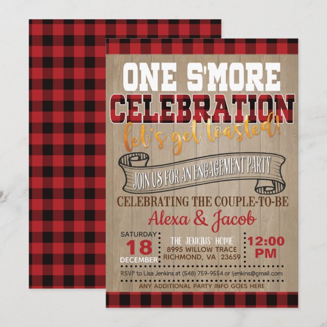 Invitación a la celebración de One S-more - Partic (Anverso / Reverso)