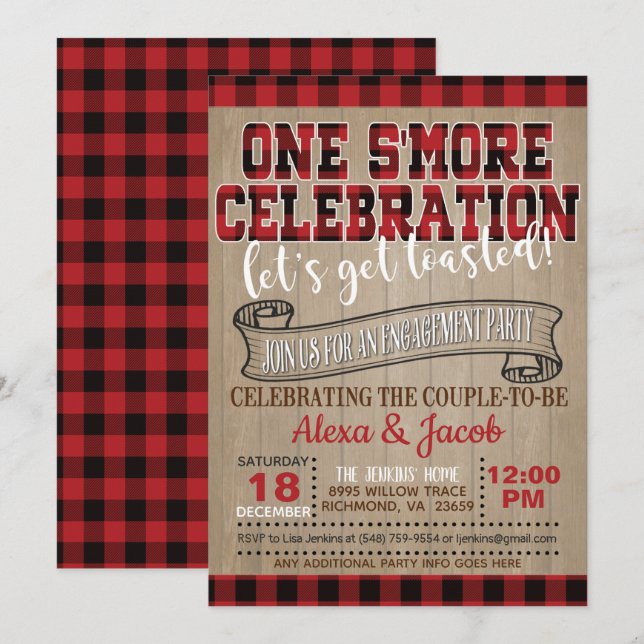 Invitación a la celebración de One S'more - Partic (Anverso / Reverso)
