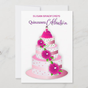 Invitación a la celebración de QUINCEANERA Pastel