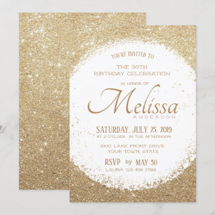 Invitación a la celebración de un cumpleaños blanc