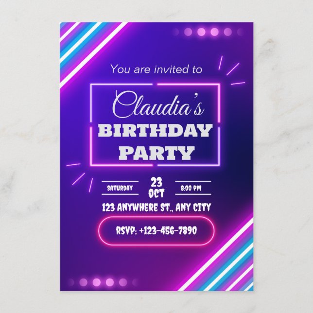 Invitación a la celebración de un cumpleaños moder (Anverso)