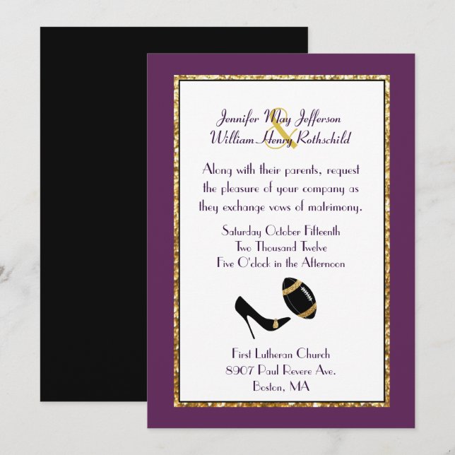 Invitación a la celebración de una boda de fútbol  (Anverso / Reverso)