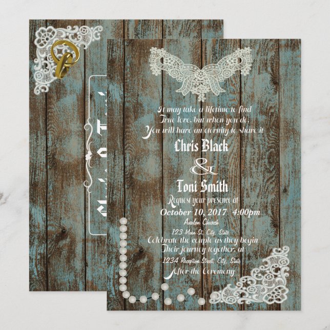 Invitación a la celebración de una boda de perlas  (Anverso / Reverso)