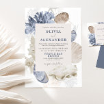 Invitación a la celebración de una boda en la play<br><div class="desc">Invitación a una boda en una playa costera azul.</div>