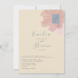 Invitación a la celebración de una boda floral azu